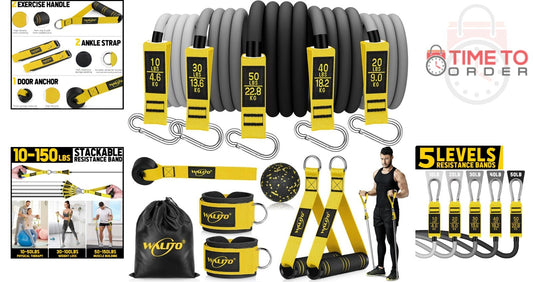 Resistance Bands Set with Handles Ankle Straps Door Anchor for Workout