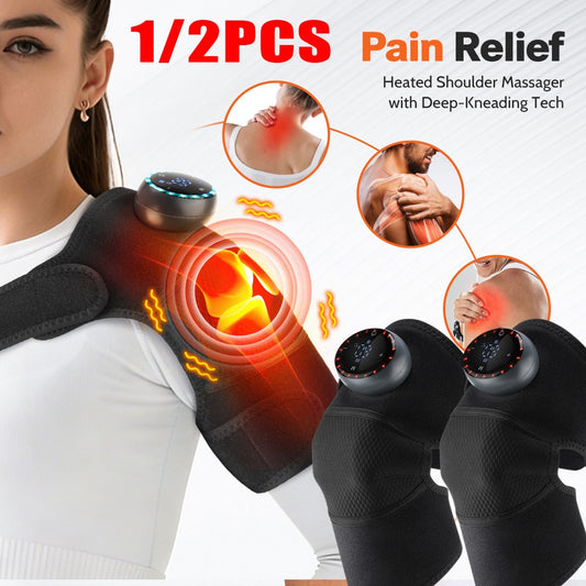 Electric Knee Massager Heated Vibration Joint Brace Therapy Shoulder Pain Relief
