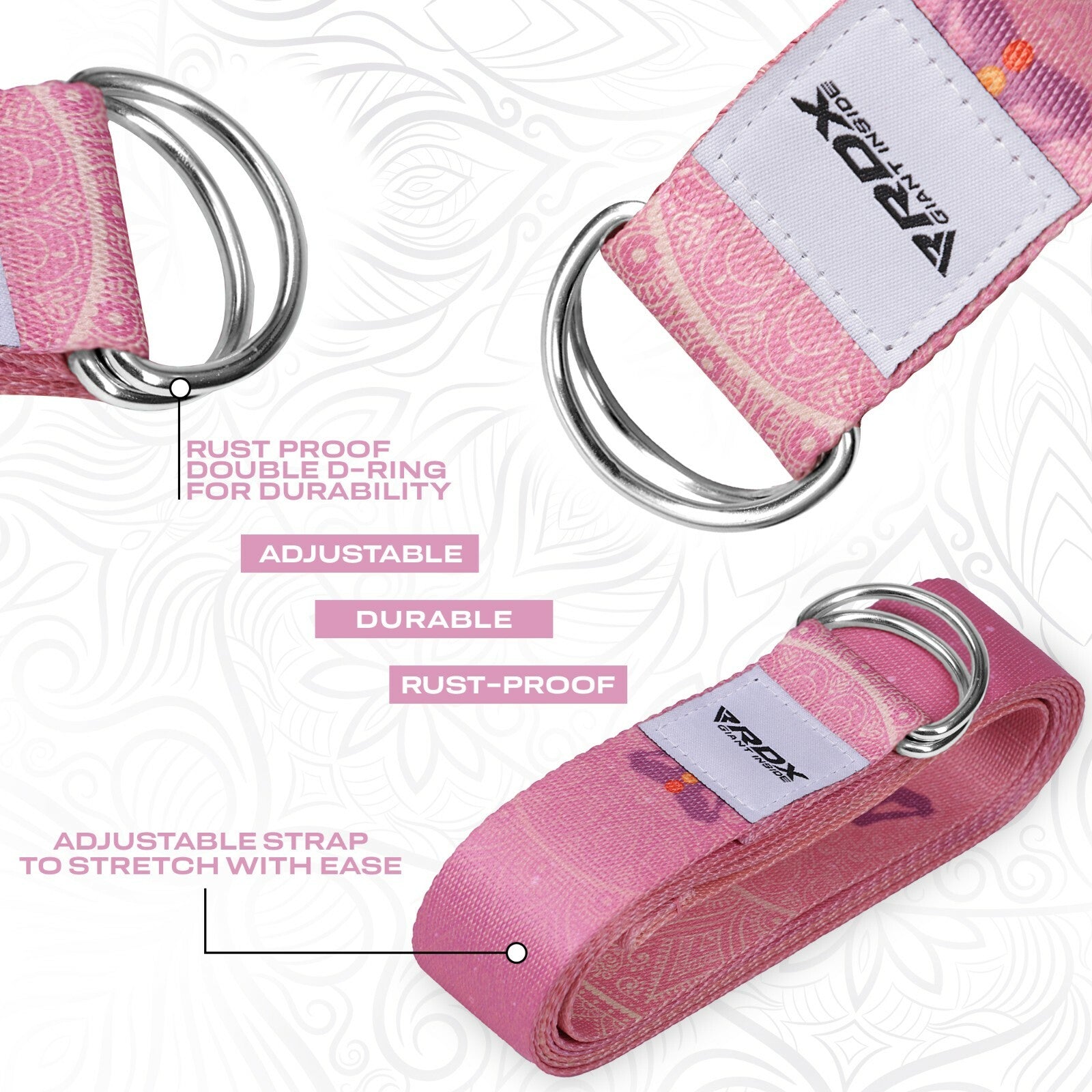 RDX Yoga Strap 8Ft D-Ring Buckle Stretching Pilates Flexibility Gym Workout