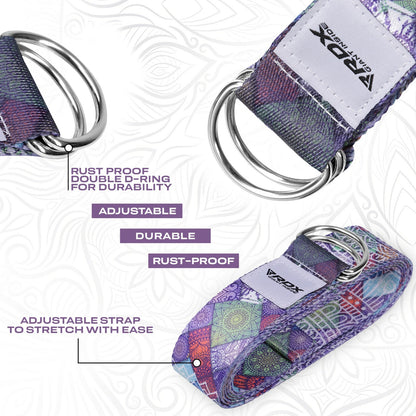 RDX Yoga Strap 8Ft D-Ring Buckle Stretching Pilates Flexibility Gym Workout