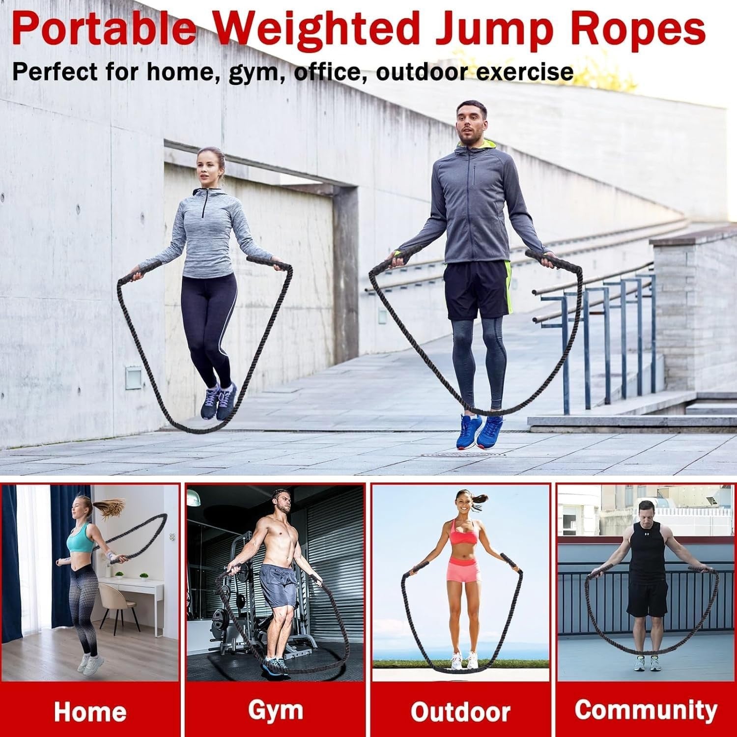 Heavy Jump Ropes for Fitness, Weighted Adult Skipping Rope Exercise Battle Ropes