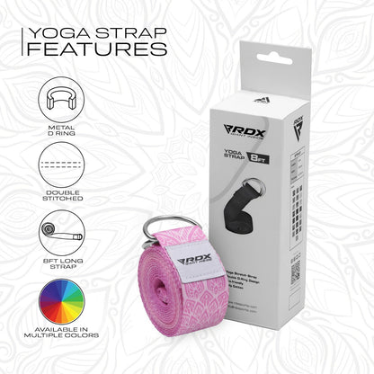 RDX Yoga Strap 8Ft D-Ring Buckle Stretching Pilates Flexibility Gym Workout