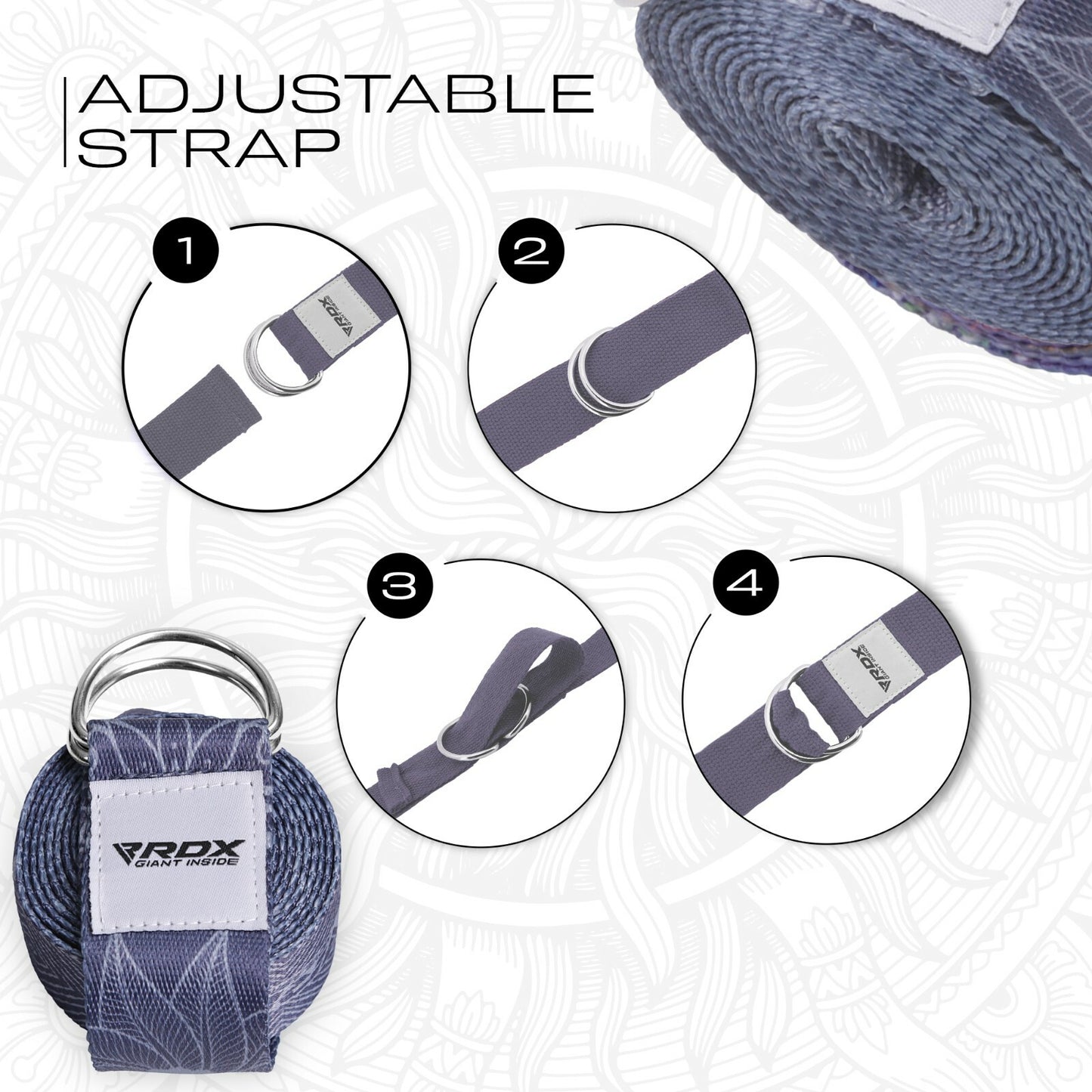 RDX Yoga Strap 8Ft D-Ring Buckle Stretching Pilates Flexibility Gym Workout