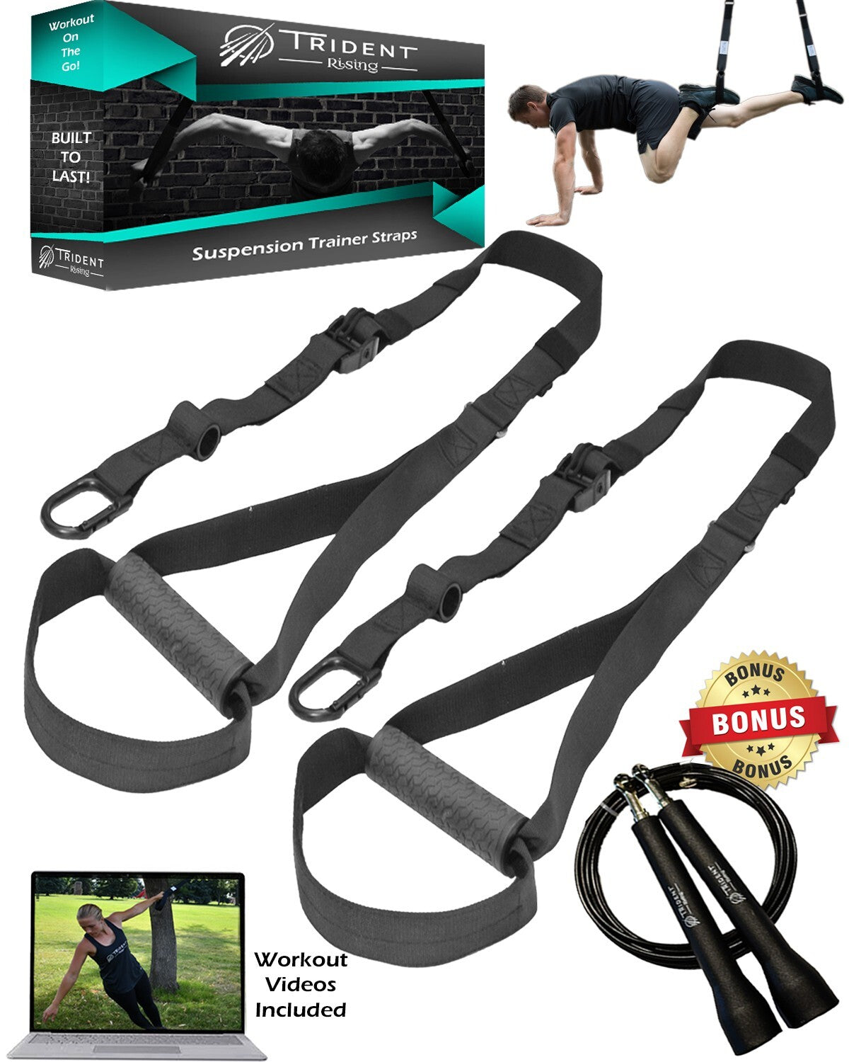 Workout Straps for Home Gym – Bodyweight Resistance Training Straps Set