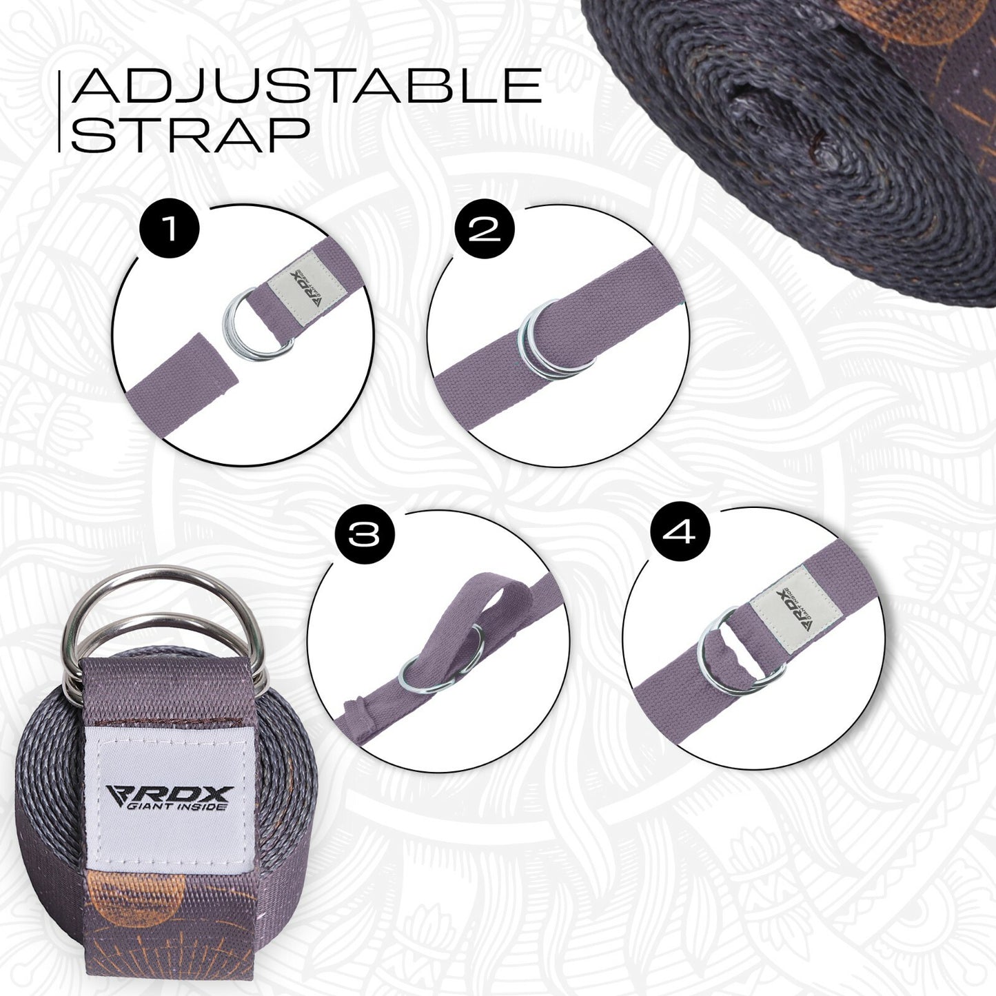 RDX Yoga Strap 8Ft D-Ring Buckle Stretching Pilates Flexibility Gym Workout
