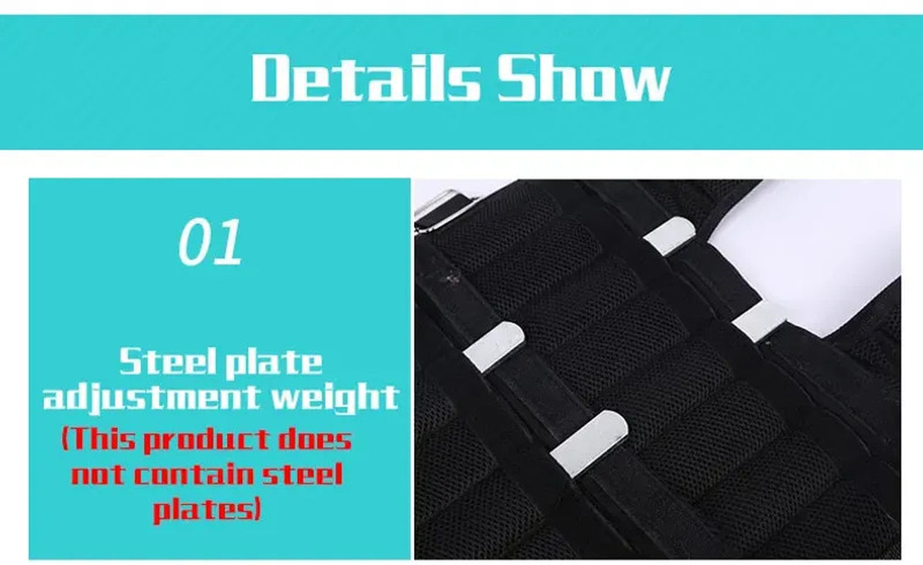 New 66 Lbs Adjustable Weighted Workout Weight Vest Fitness Training Waistcoat AA