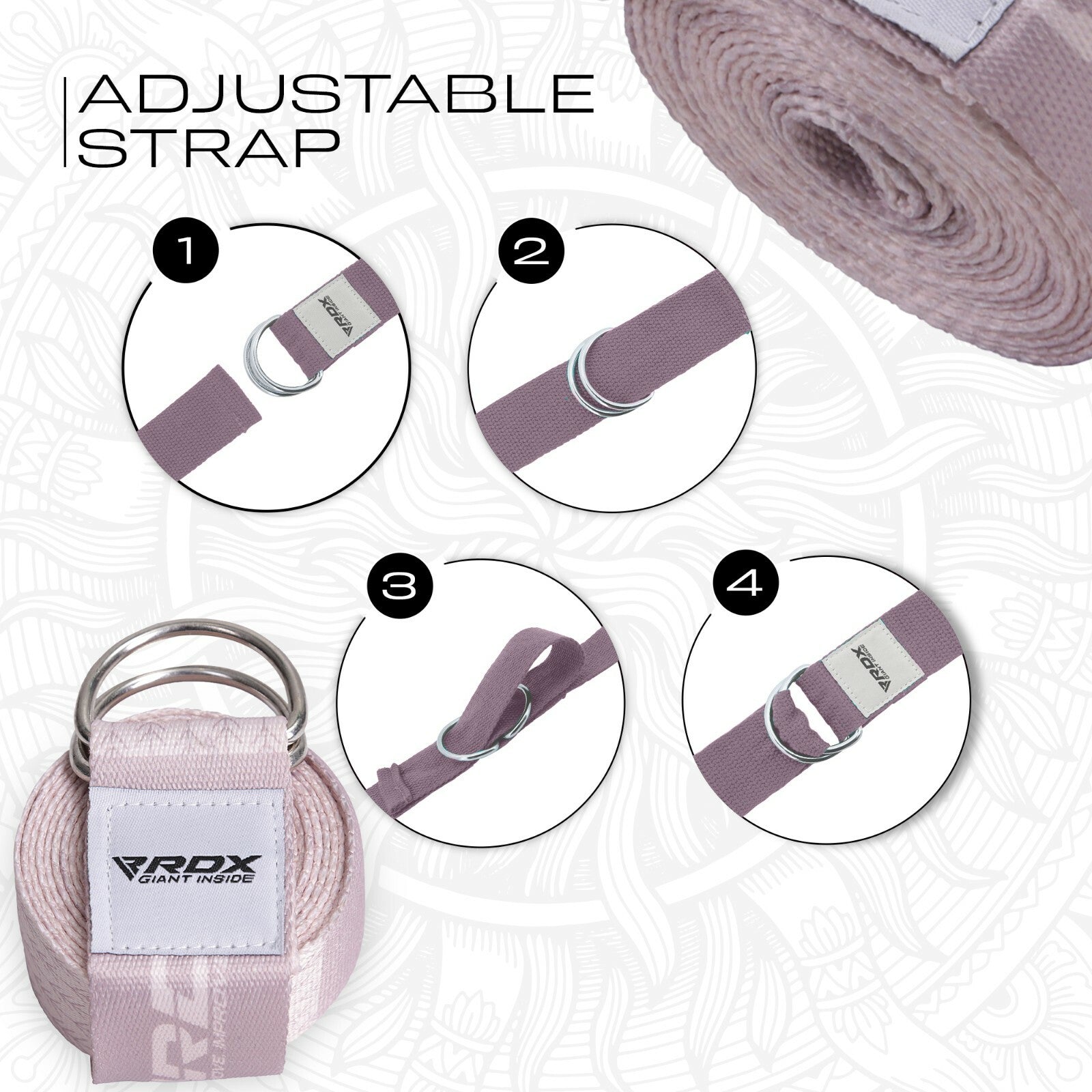 RDX Yoga Strap 8Ft D-Ring Buckle Stretching Pilates Flexibility Gym Workout