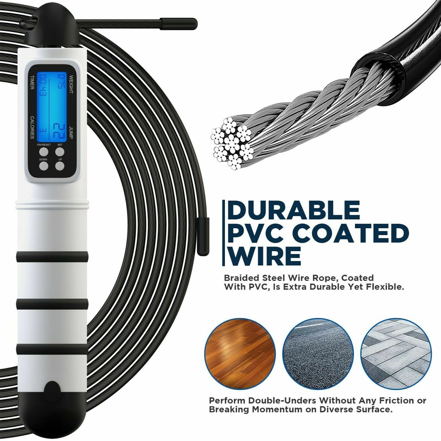 Climbing Skipping Rope by RDX, Digital Counter, Weighted Jump Rope, Speed Rope