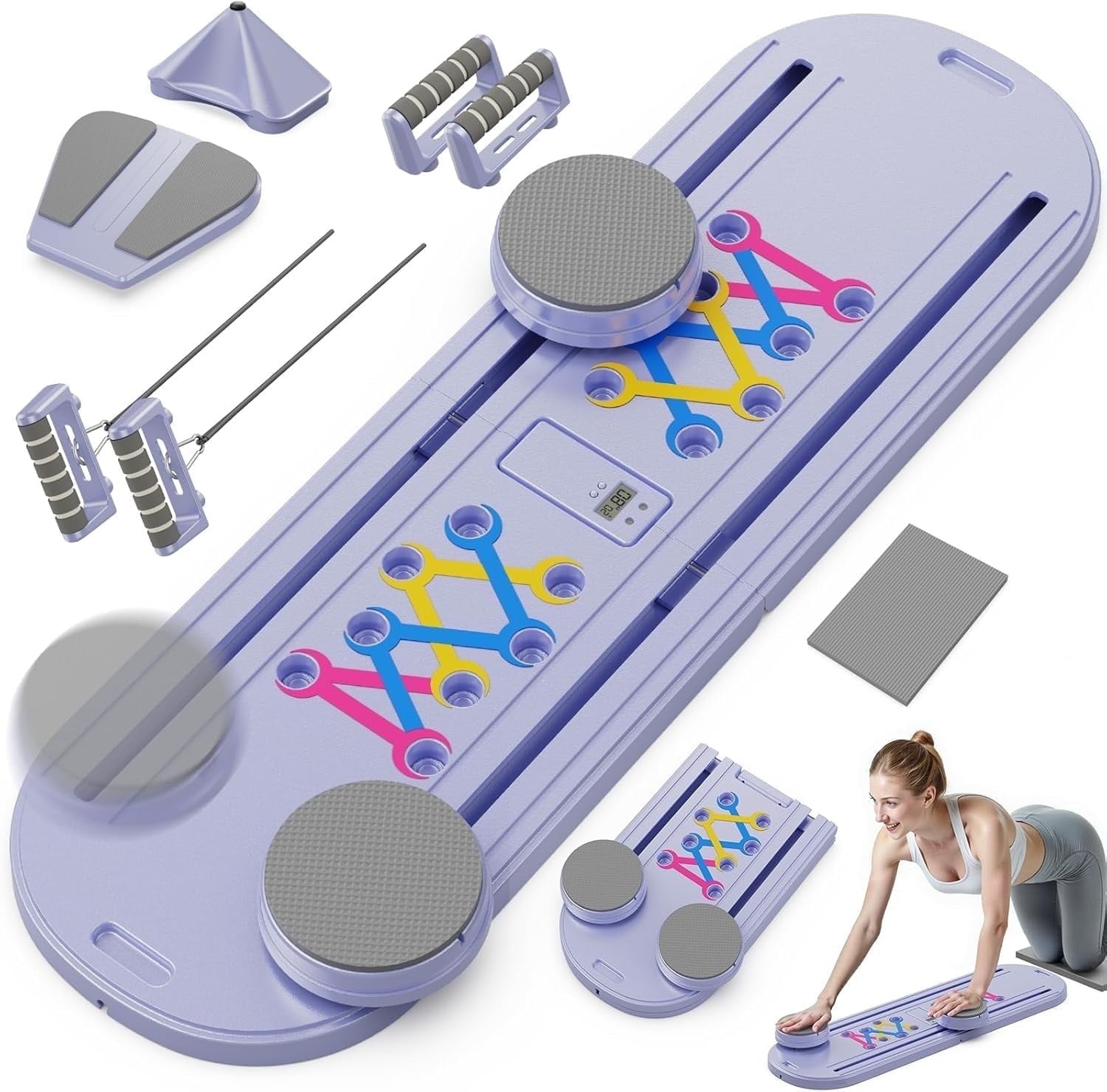 Premium Pilates Board - Multi-Purpose Foldable Pilates Reformer Set,Core Trainer