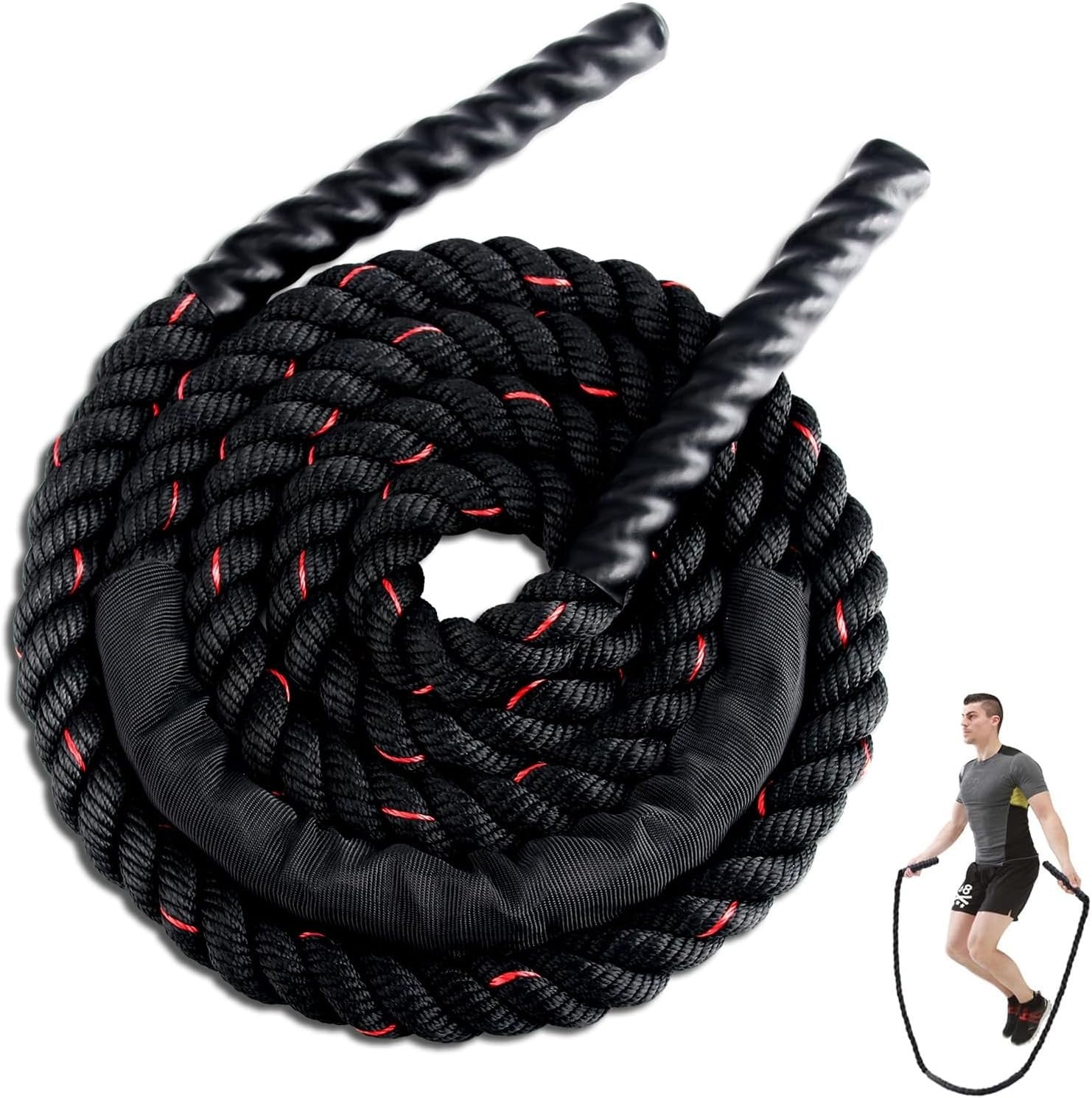 Heavy Jump Ropes for Fitness, Weighted Adult Skipping Rope Exercise Battle Ropes