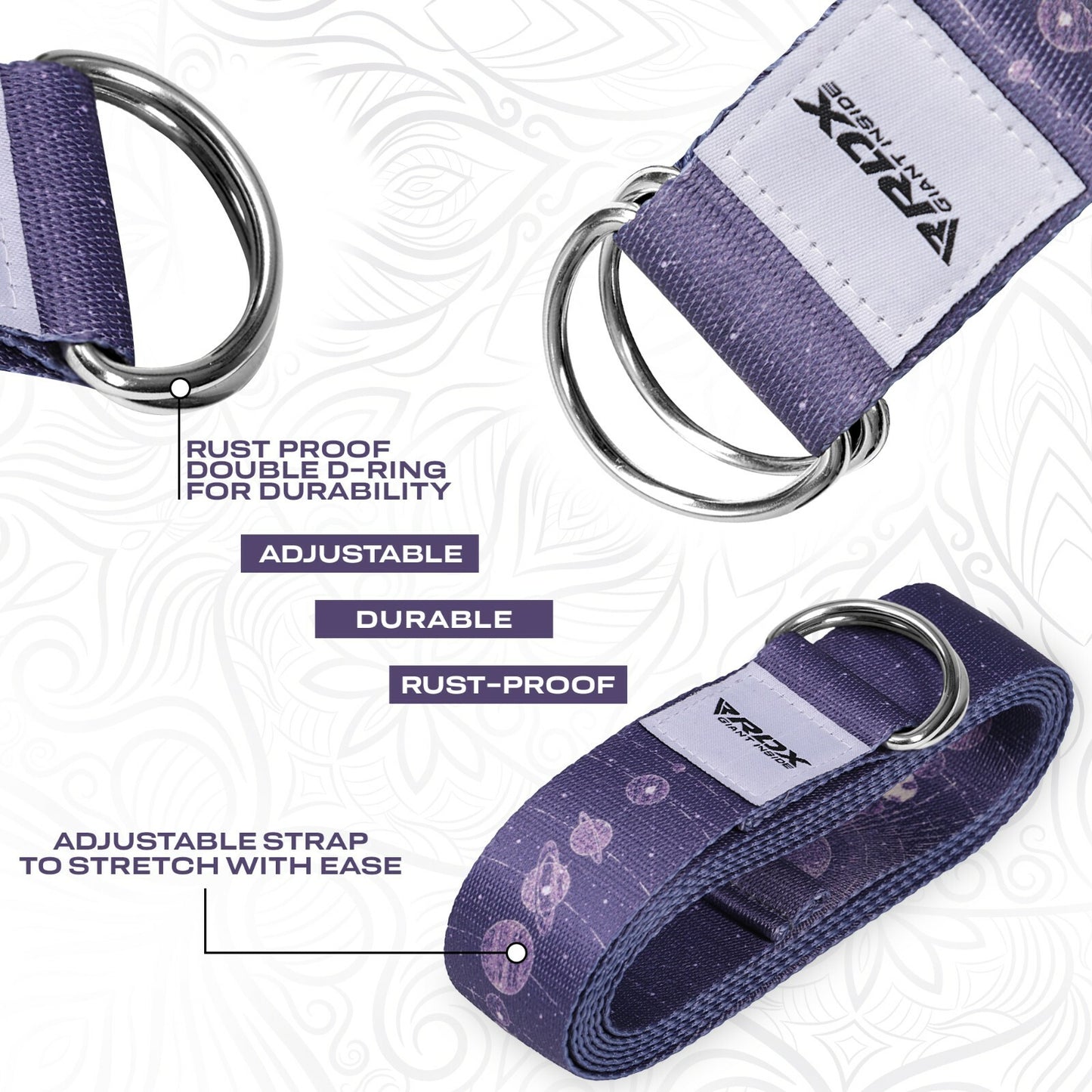 RDX Yoga Strap 8Ft D-Ring Buckle Stretching Pilates Flexibility Gym Workout