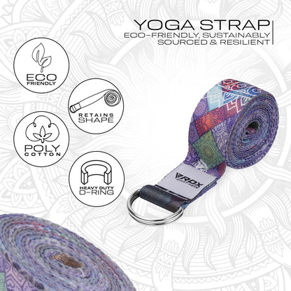 RDX Yoga Strap 8Ft D-Ring Buckle Stretching Pilates Flexibility Gym Workout
