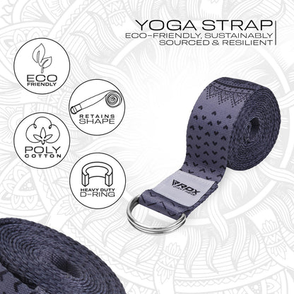 RDX Yoga Strap 8Ft D-Ring Buckle Stretching Pilates Flexibility Gym Workout