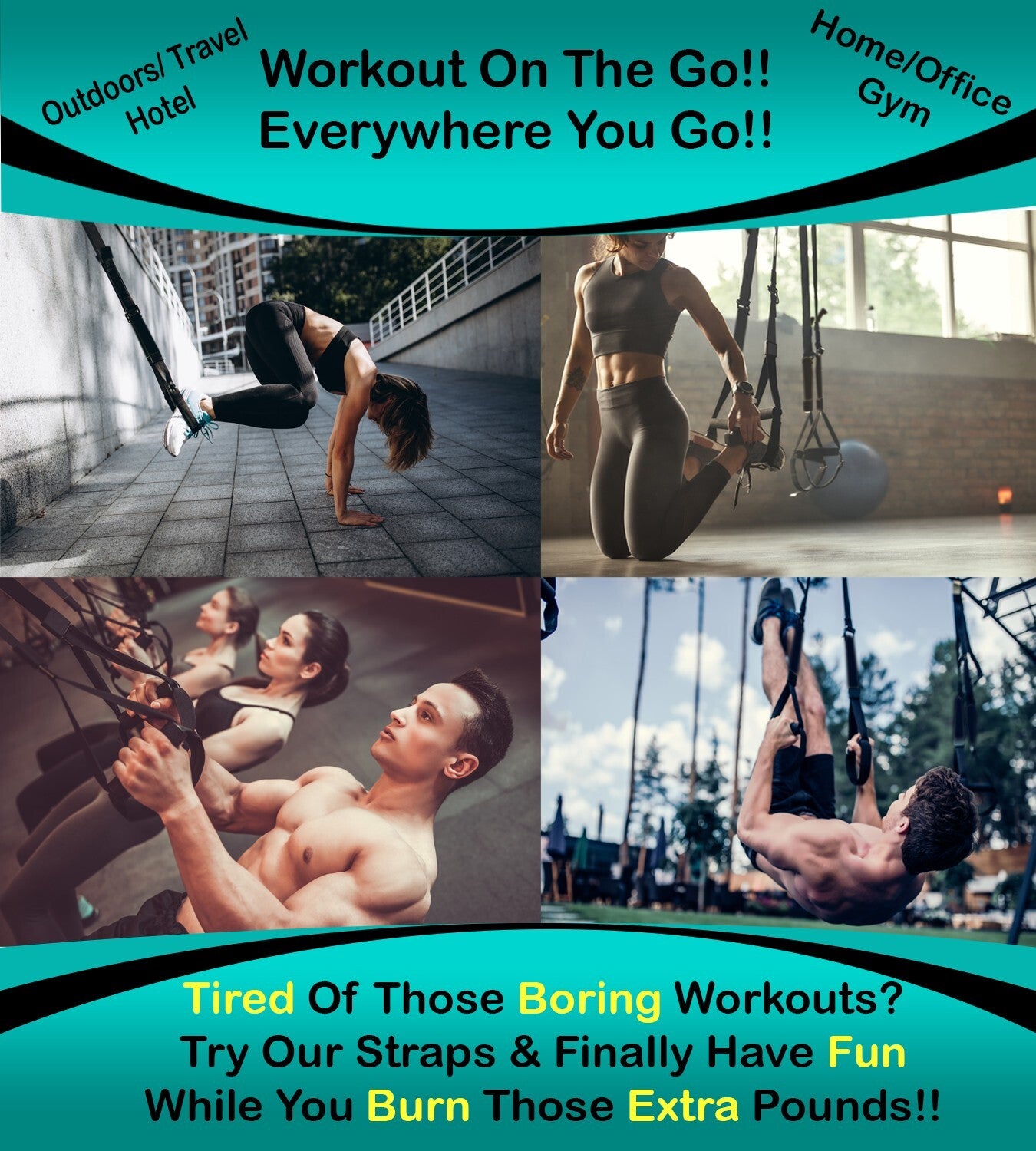Workout Straps for Home Gym – Bodyweight Resistance Training Straps Set