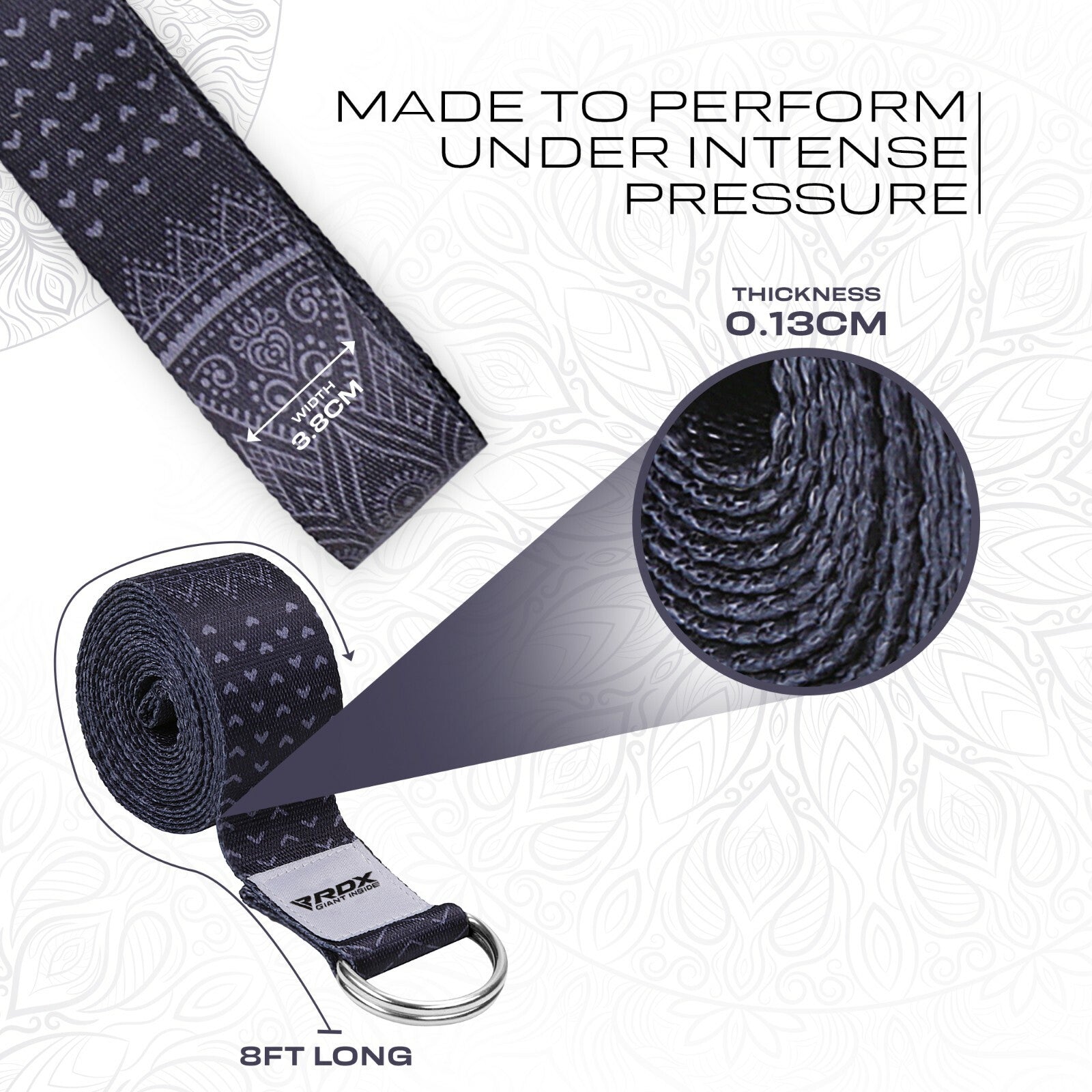 RDX Yoga Strap 8Ft D-Ring Buckle Stretching Pilates Flexibility Gym Workout