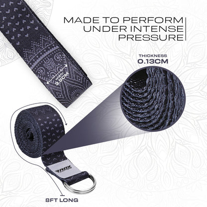 RDX Yoga Strap 8Ft D-Ring Buckle Stretching Pilates Flexibility Gym Workout