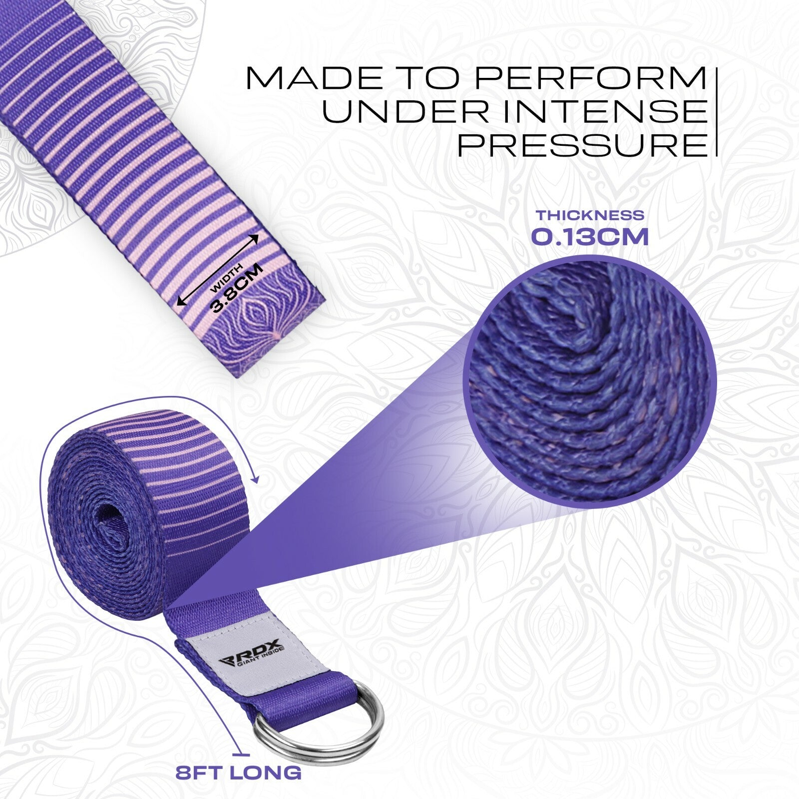 RDX Yoga Strap 8Ft D-Ring Buckle Stretching Pilates Flexibility Gym Workout