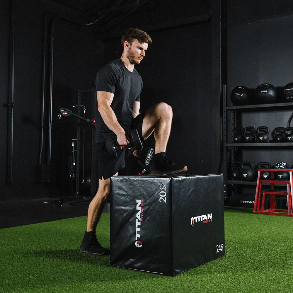 Titan Fitness Soft Foam Plyometric Jump Box, 20In 24In 30In, Pro-Duty Foam Box