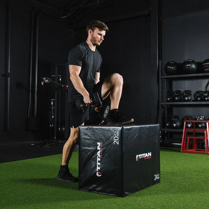 Titan Fitness Soft Foam Plyometric Jump Box, 20In 24In 30In, Pro-Duty Foam Box