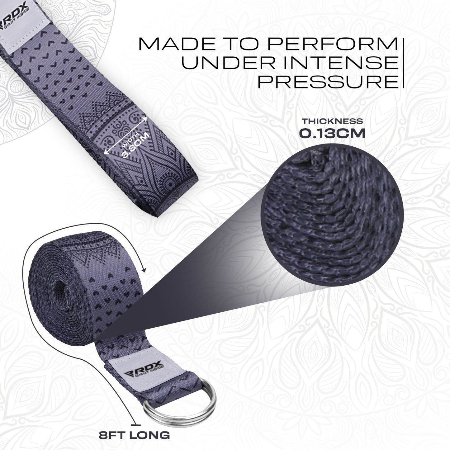 RDX Yoga Strap 8Ft D-Ring Buckle Stretching Pilates Flexibility Gym Workout