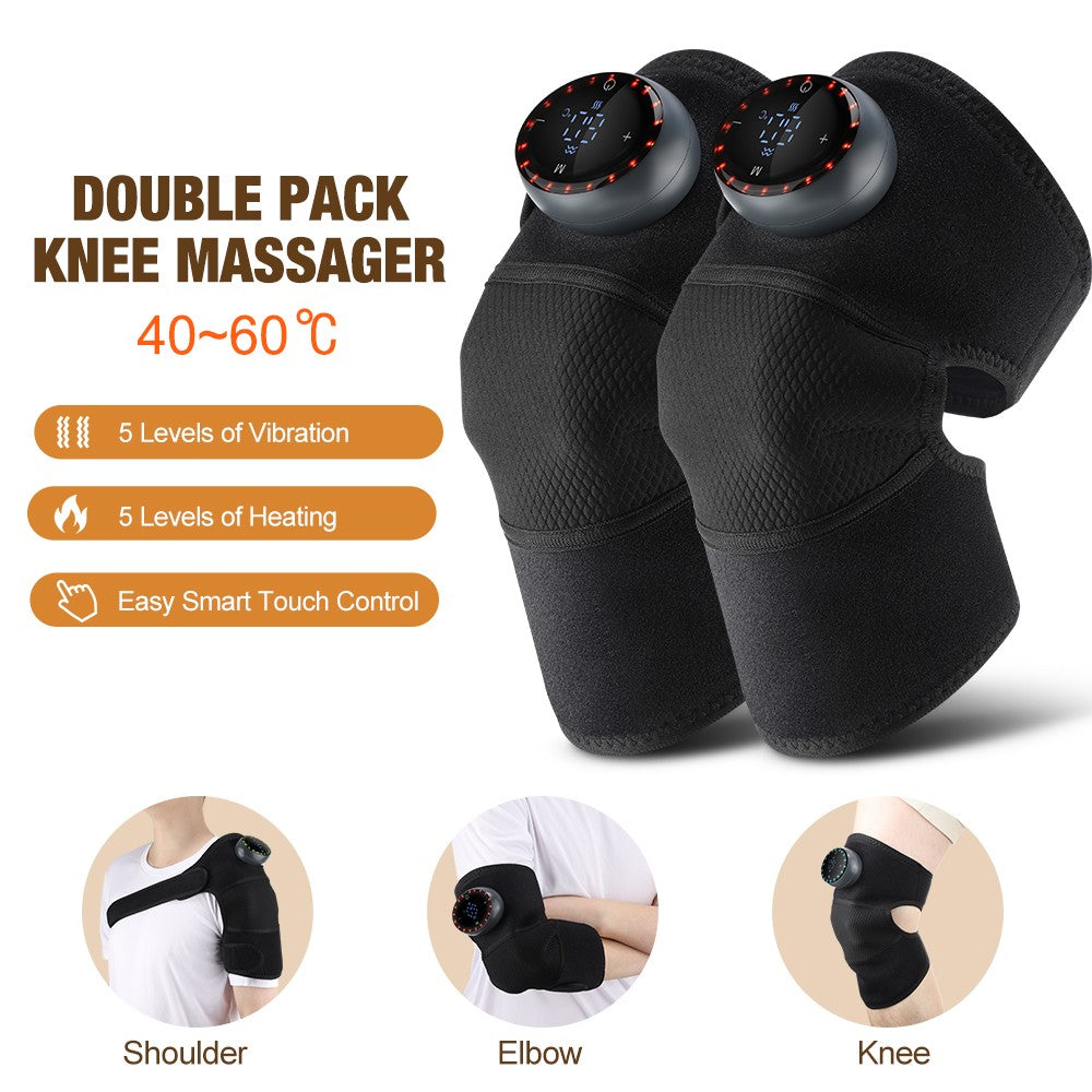 Electric Knee Massager Heated Vibration Joint Brace Therapy Shoulder Pain Relief