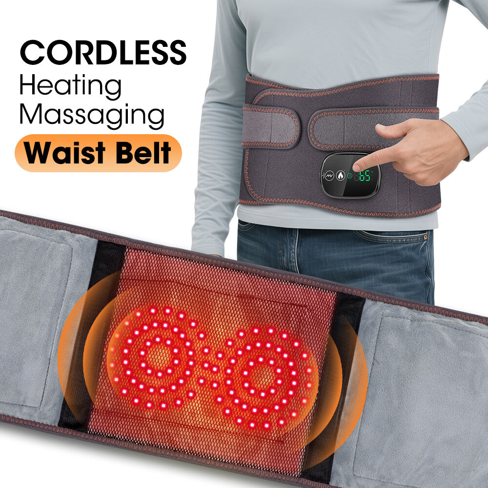 Electric Infrared Heated Waist Belt Vibration Massage for Lower Back Pain Relief