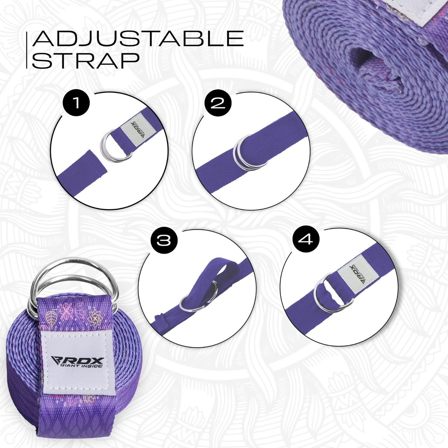 RDX Yoga Strap 8Ft D-Ring Buckle Stretching Pilates Flexibility Gym Workout