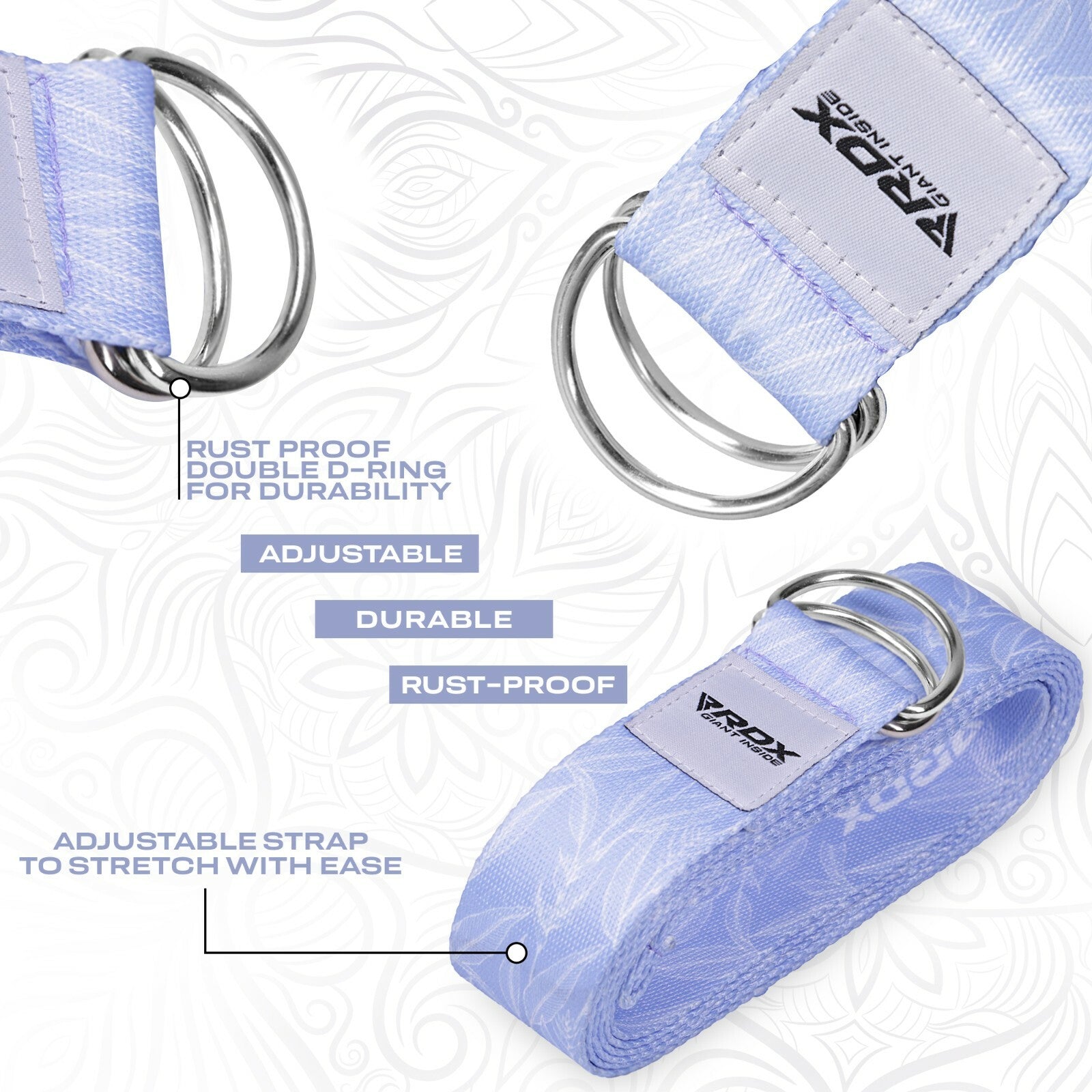 RDX Yoga Strap 8Ft D-Ring Buckle Stretching Pilates Flexibility Gym Workout