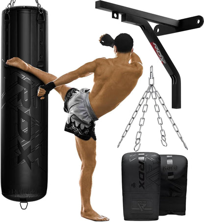 Punching Bag by RDX, MMA 4Pc Filled Boxing Bag, anti Swing Kickboxing Adult Set