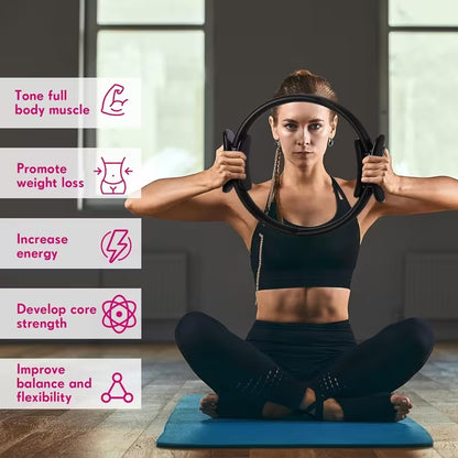 12.8 Inch Black Pilates Ring & Yoga Circle, Lightweight Flexible for Gym, Rehab