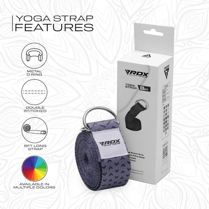 RDX Yoga Strap 8Ft D-Ring Buckle Stretching Pilates Flexibility Gym Workout