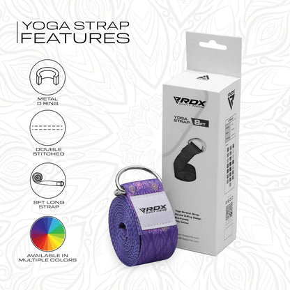 RDX Yoga Strap 8Ft D-Ring Buckle Stretching Pilates Flexibility Gym Workout