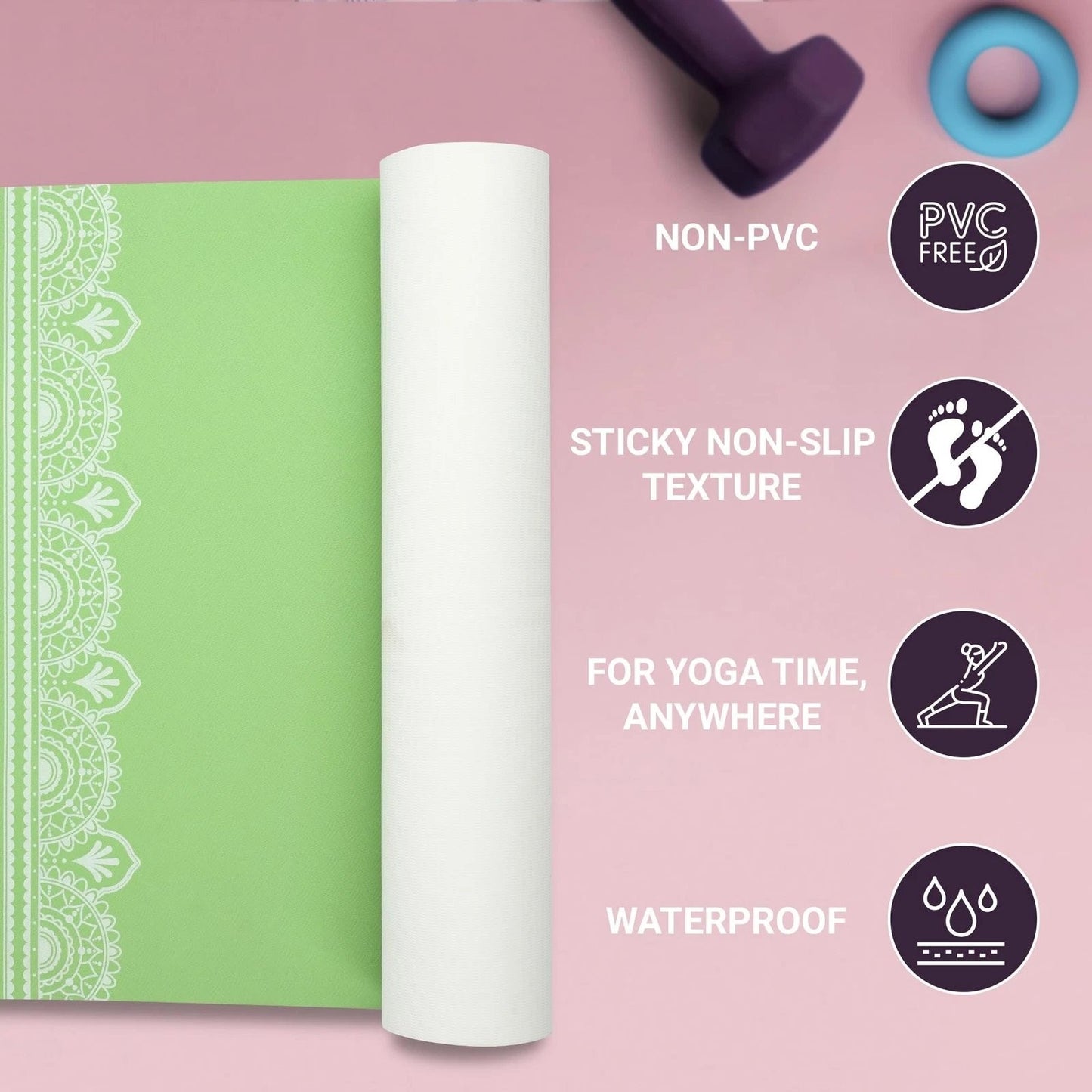 SINT Premium Print Reversible Non Slip Yoga Workouts Mat with Free Tote Bag