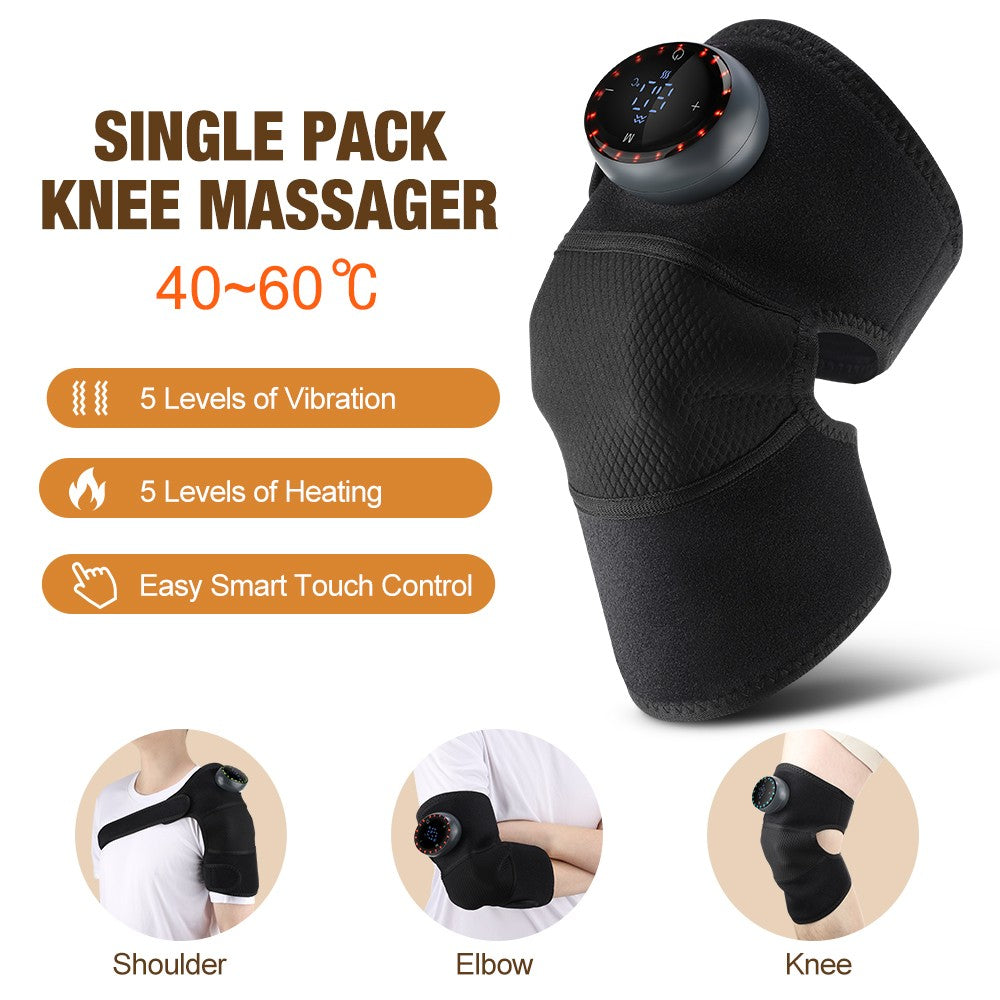 Electric Knee Massager Heated Vibration Joint Brace Therapy Shoulder Pain Relief