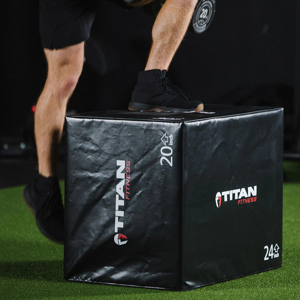 Titan Fitness Soft Foam Plyometric Jump Box, 20In 24In 30In, Pro-Duty Foam Box