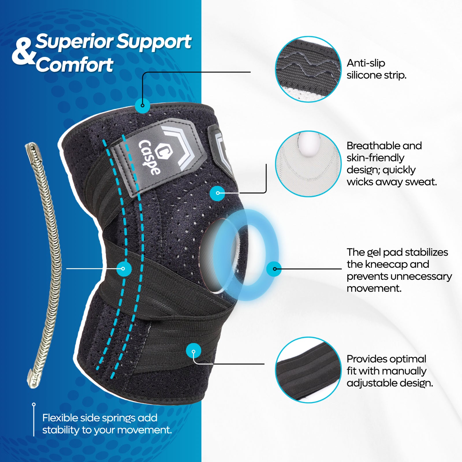 Knee Brace Adjustable Compression Support for Sport Joint Pain Arthritis Relief