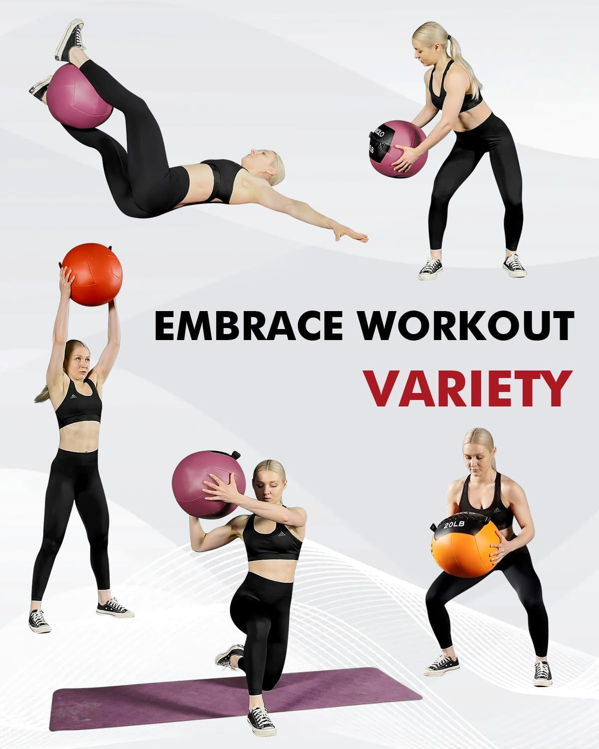 Mikolo Medicine Ball, Wall Ball,Soft Medicine Ball Set,Slam Ball for Core Traini