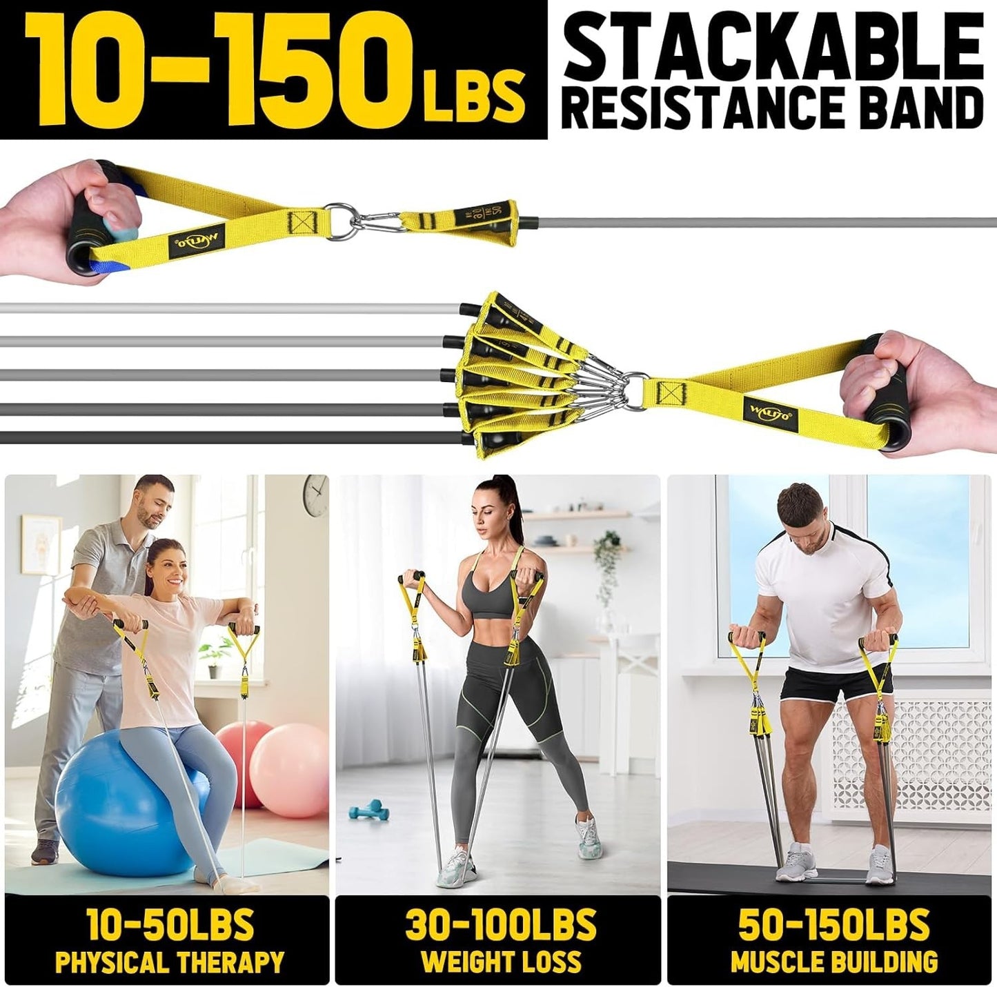 Resistance Bands Set with Handles Ankle Straps Door Anchor for Workout