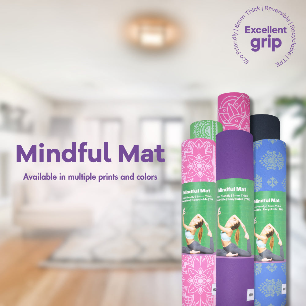 SINT Premium Print Reversible Non Slip Yoga Workouts Mat with Free Tote Bag