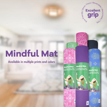 SINT Premium Print Reversible Non Slip Yoga Workouts Mat with Free Tote Bag