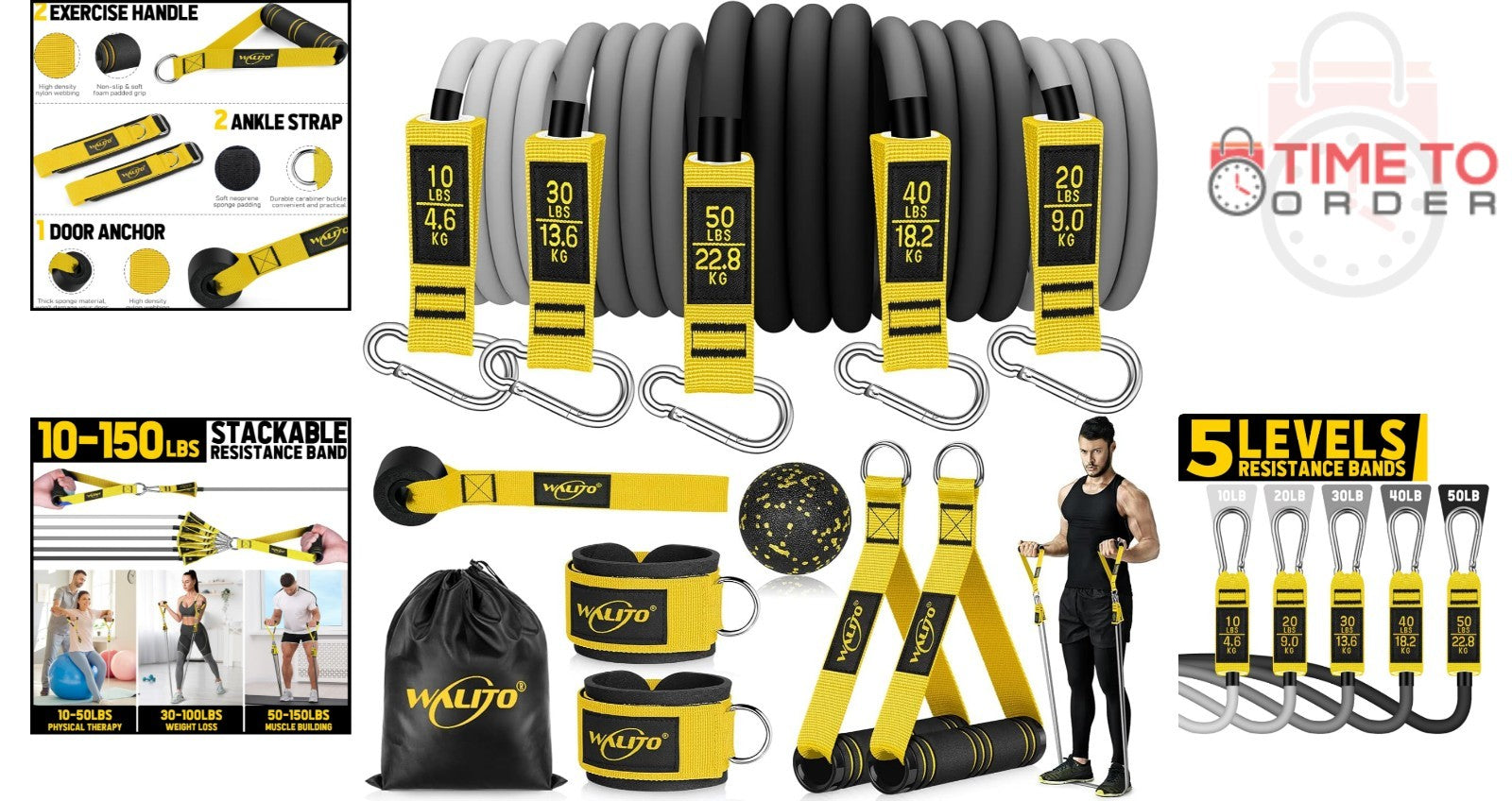 Resistance Bands Set with Handles Ankle Straps Door Anchor for Workout