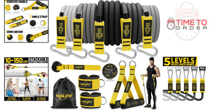 Resistance Bands Set with Handles Ankle Straps Door Anchor for Workout