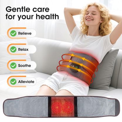 Electric Infrared Heated Waist Belt Vibration Massage for Lower Back Pain Relief