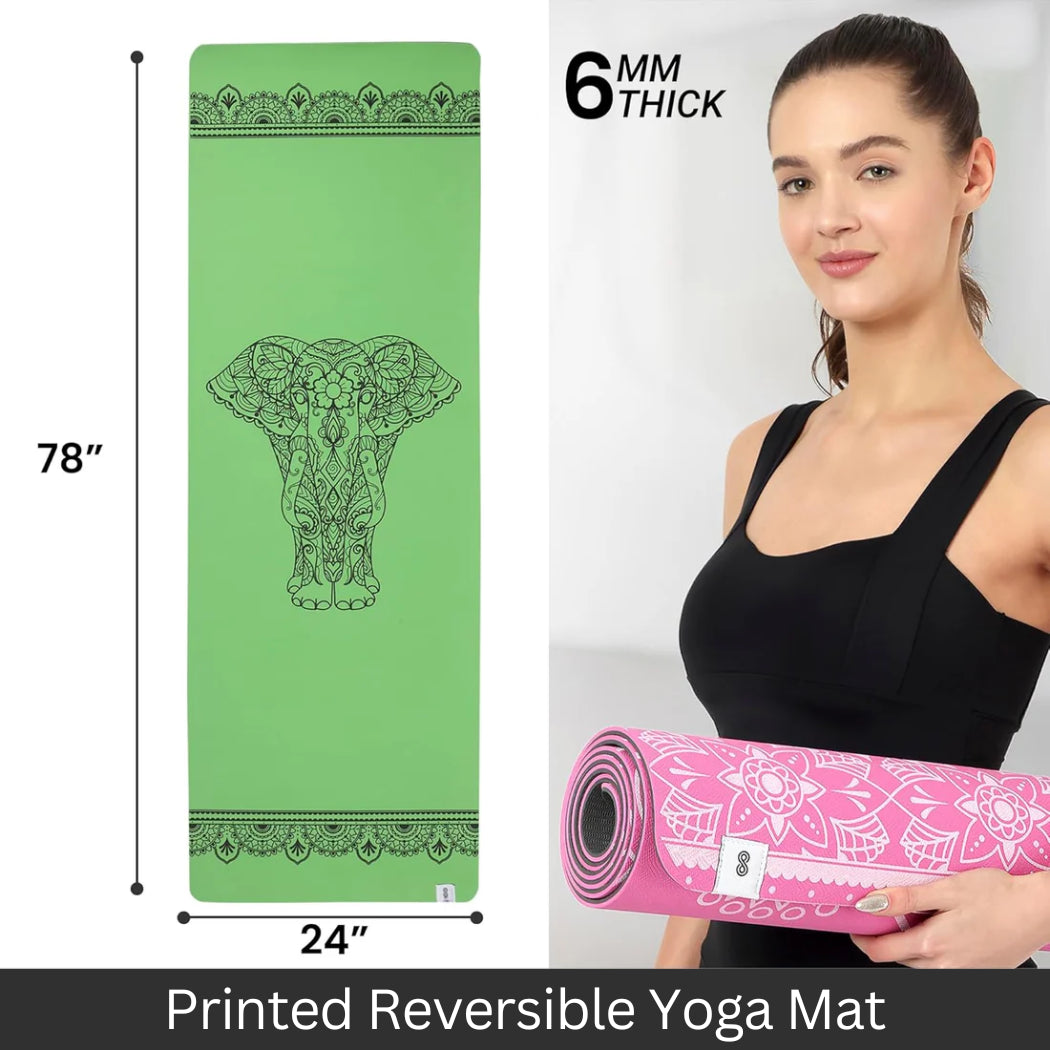 SINT Premium Print Reversible Non Slip Yoga Workouts Mat with Free Tote Bag