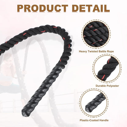Heavy Jump Ropes for Fitness, Weighted Adult Skipping Rope Exercise Battle Ropes