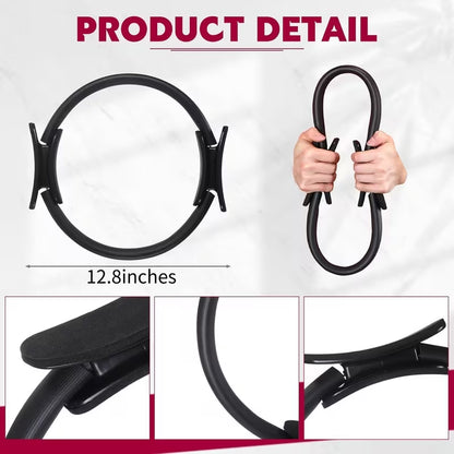12.8 Inch Black Pilates Ring & Yoga Circle, Lightweight Flexible for Gym, Rehab
