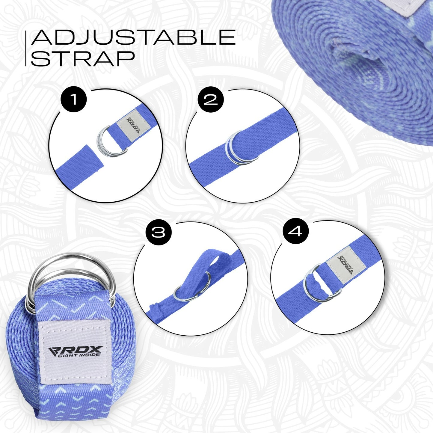 RDX Yoga Strap 8Ft D-Ring Buckle Stretching Pilates Flexibility Gym Workout