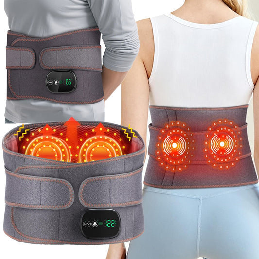 Electric Infrared Heated Waist Belt Vibration Massage for Lower Back Pain Relief