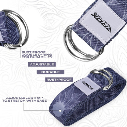 RDX Yoga Strap 8Ft D-Ring Buckle Stretching Pilates Flexibility Gym Workout