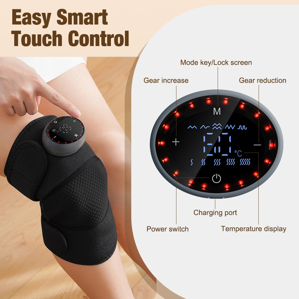 Electric Knee Massager Heated Vibration Joint Brace Therapy Shoulder Pain Relief